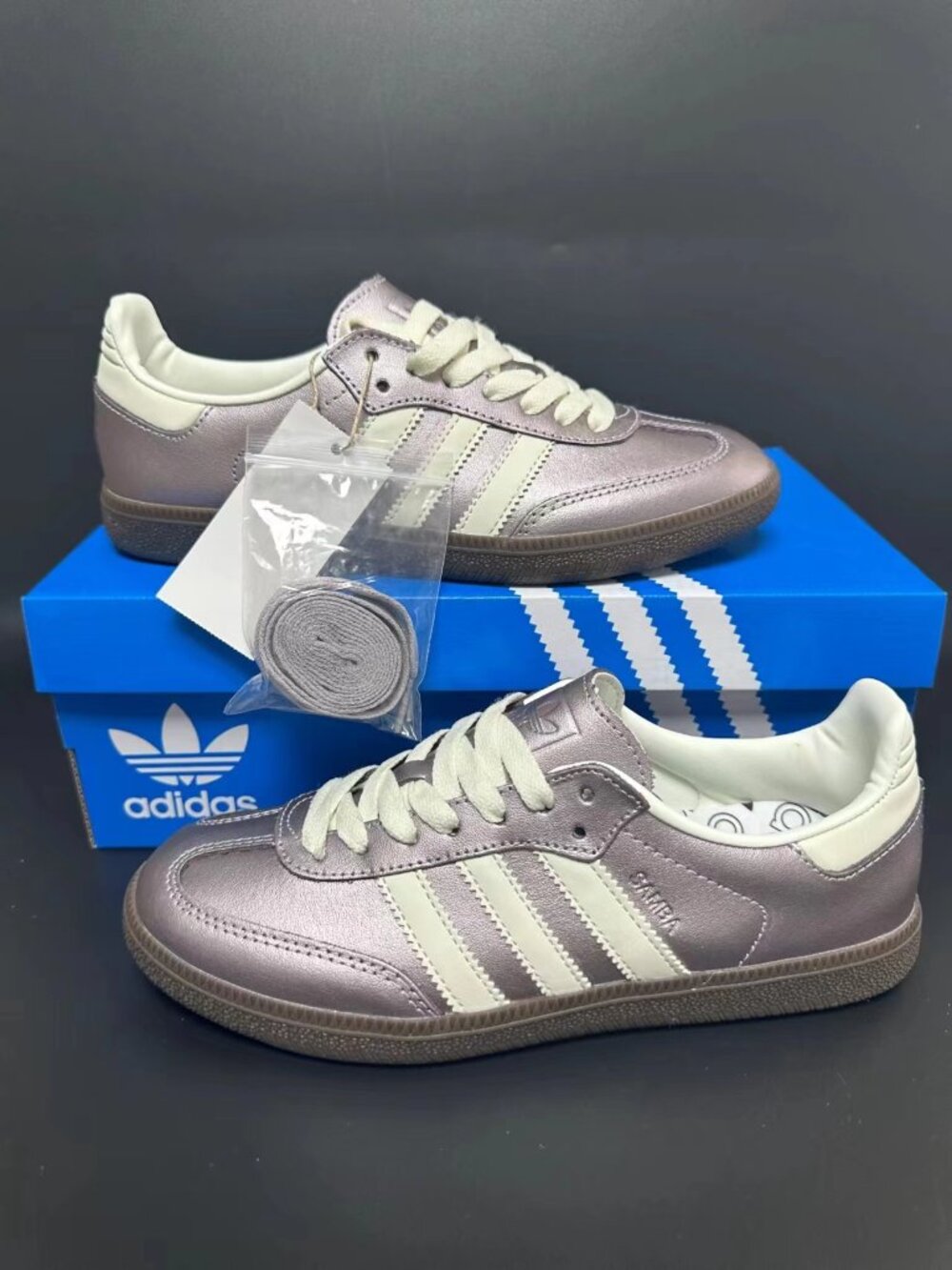 Adidas Samba Metallic Purple Grey White Sneakers